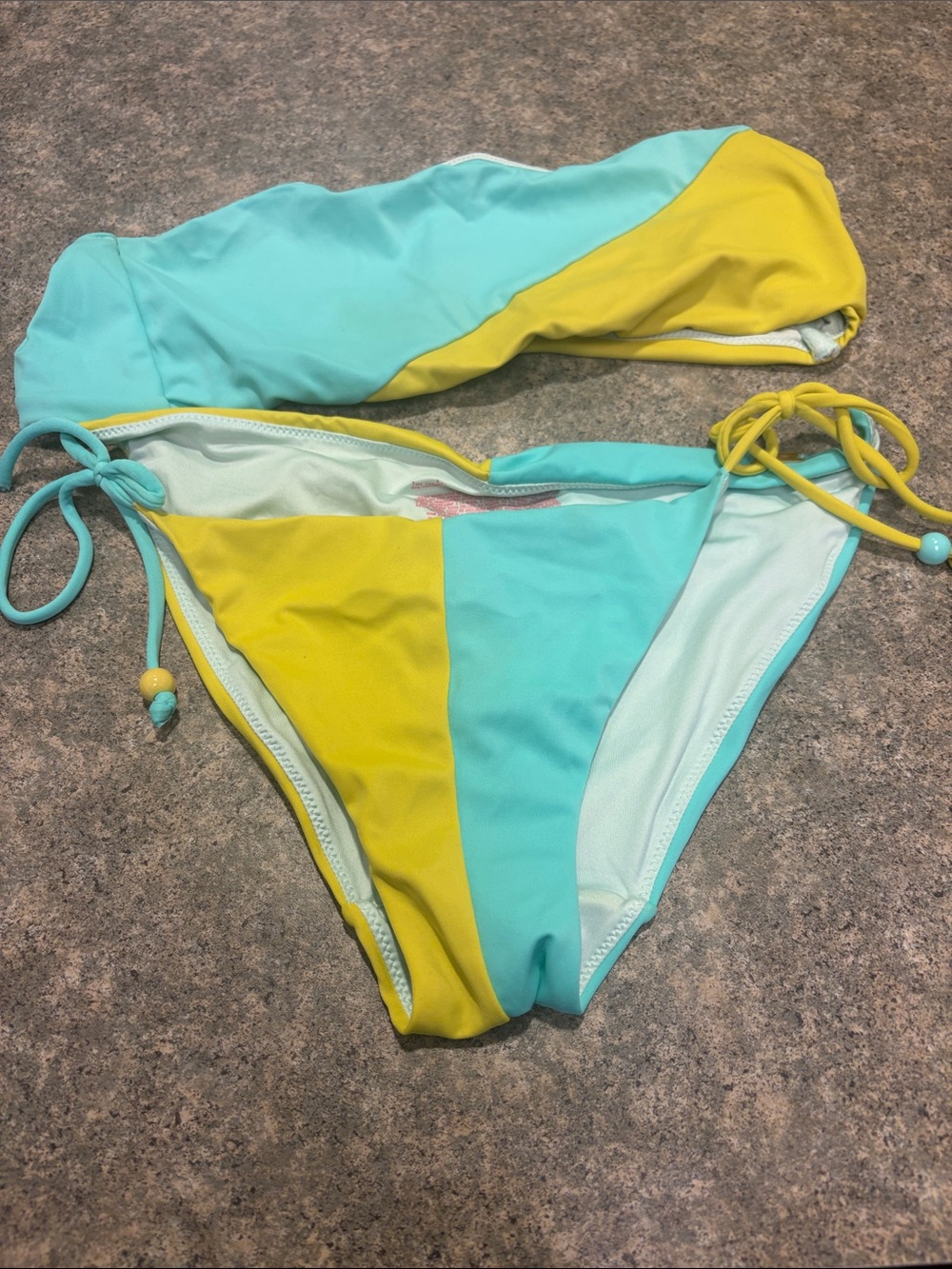 Victoria's Secret Teal & Yellow Colorblock Bikini Set